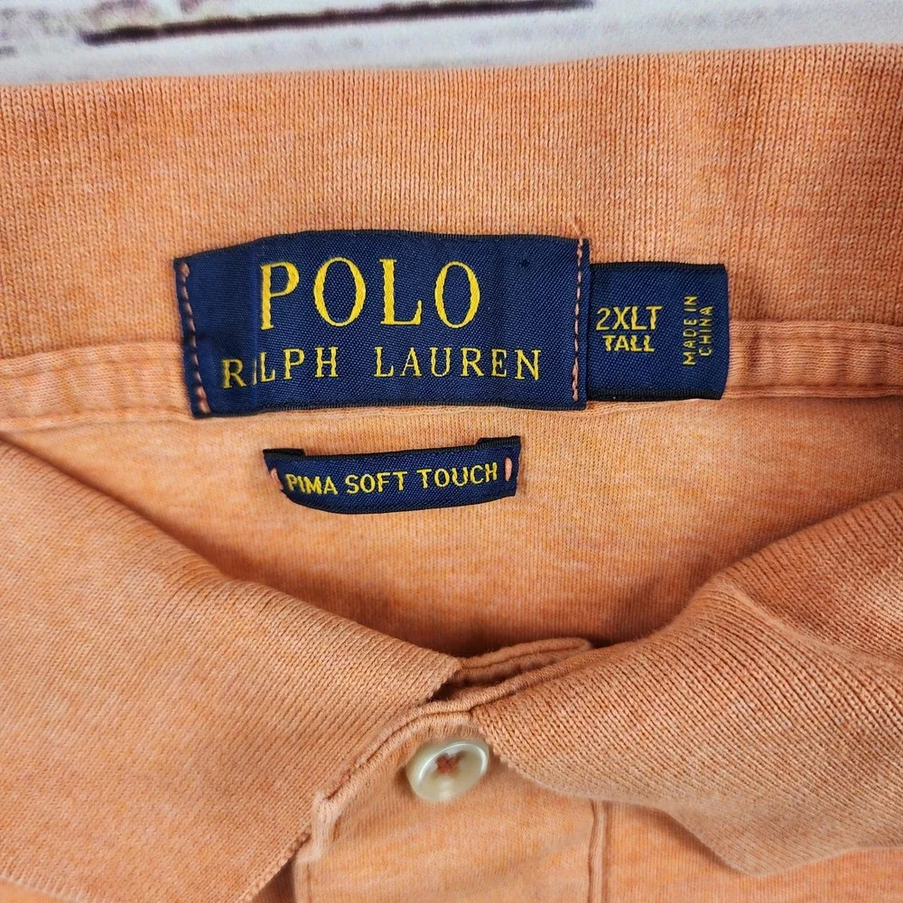 Polo Ralph Lauren Pima Soft Touch Polo Mens 2XLT Tall Orange Pima Cotton Pony